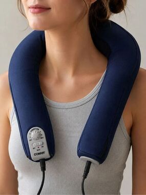 Conair Heated Vibrating Neck Massager Heated Shoulder Wrap With AC Adapter Blue